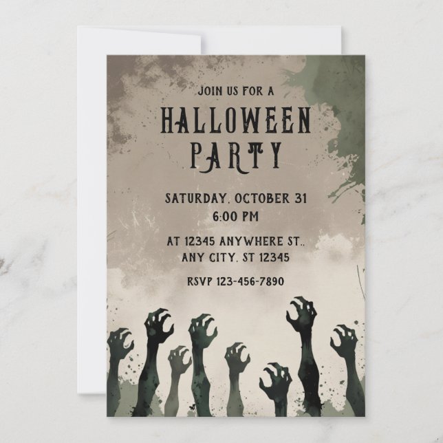 Invitation Fête d'Halloween Zombie (Devant)
