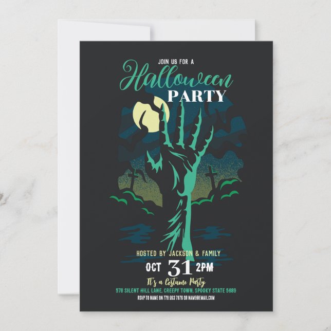 Invitation Fête d'Halloween Zombie Graveyard Party (Devant)