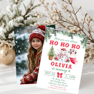 Invitation Fête d'hiver Bonhomme de neige Noël Anniversaire