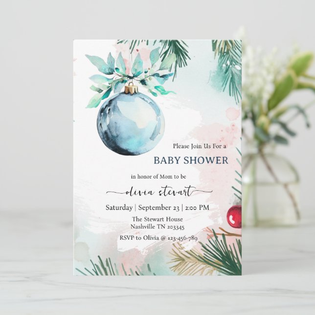 Invitation Fête d'hiver Noël garçon Baby Shower  (Debout devant)
