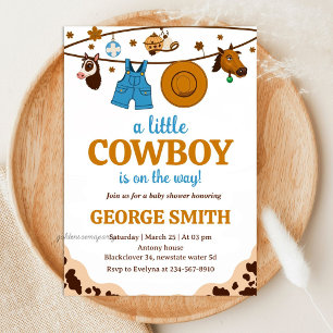 Invitation Fête d'honneur de Baby Shower Little Cowboy