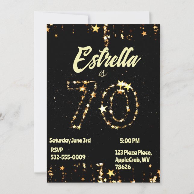 Invitation Fête digitale élégante pour les 70 ans (Devant)