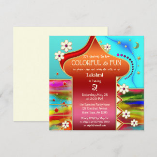 Invitation Fête d'Imaginaire Floral aux couleurs indiennes
