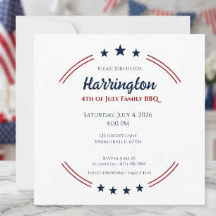 Invitation Fête d'Indépendance du 14 juillet BBQ familial