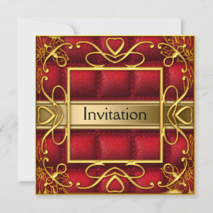 Invitation Fête d'invitation rouge or Toute fête