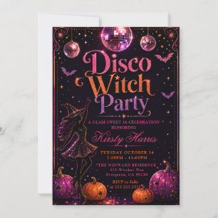 Invitation Fête disco sorcière Sweet 16