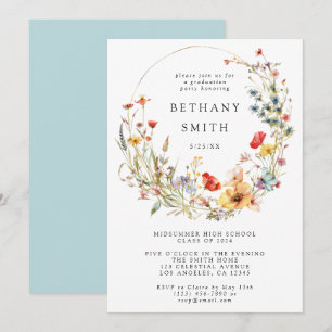 Invitation Fête d'obtention du diplôme de Fleur sauvage lunat