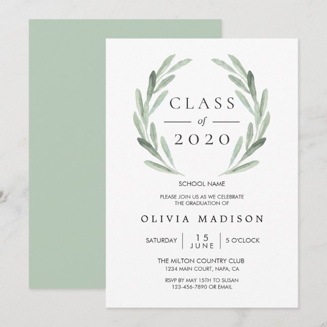 Invitation Fête d'obtention du diplôme de la couronne de verg (Devant / Derrière)