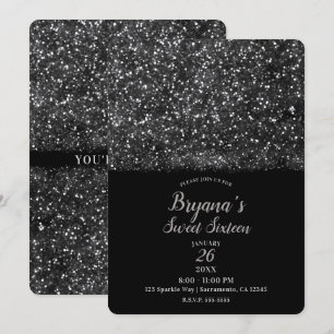 Invitation Fête Douce 16 Bougies Lumières Scintillantes Paill