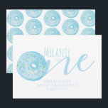 Invitation Fête douce pour le premier anniversaire au donut à<br><div class="desc">Cartons d'invitation à l'aquarelle pour le premier anniversaire avec donut Bleu</div>