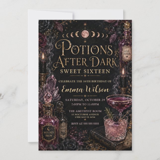 Invitation Fête Douze Ans Sucrés Potions Après la Tombée de l (Devant)