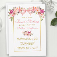 Fête Douze Ans Thème Roses Aquarelle Ruban Rose