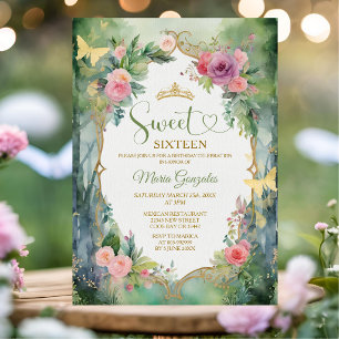 Invitation Fête Douze Ans Verte de la Sage de la Forêt Fleur