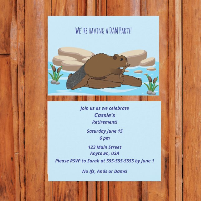Invitation Fête drôle de castor | “Nous organisons une fête d (Créateur téléchargé)