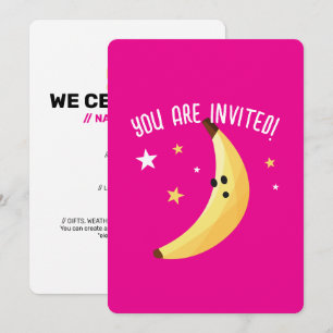 Invitation Fête drôle de motifs de banane - favoris modifiabl