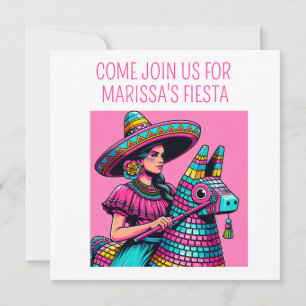 Invitation Fête drôle et festive Fête Piñata Colorée Pop Art