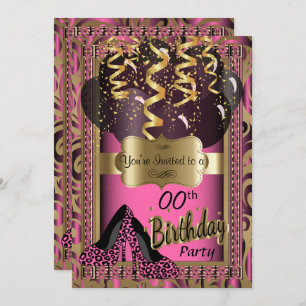 Invitation Fête du 00e anniversaire   Leopard à talons hauts