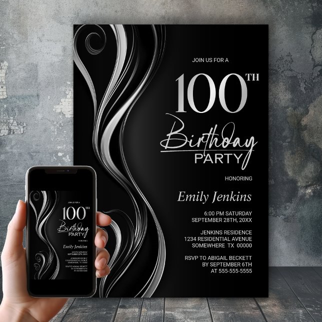 Invitation Fête du 100e anniversaire de Black Silver (Créateur téléchargé)