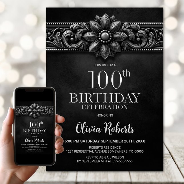 Invitation Fête du 100e anniversaire de la Fleur d'Argent (Créateur téléchargé)