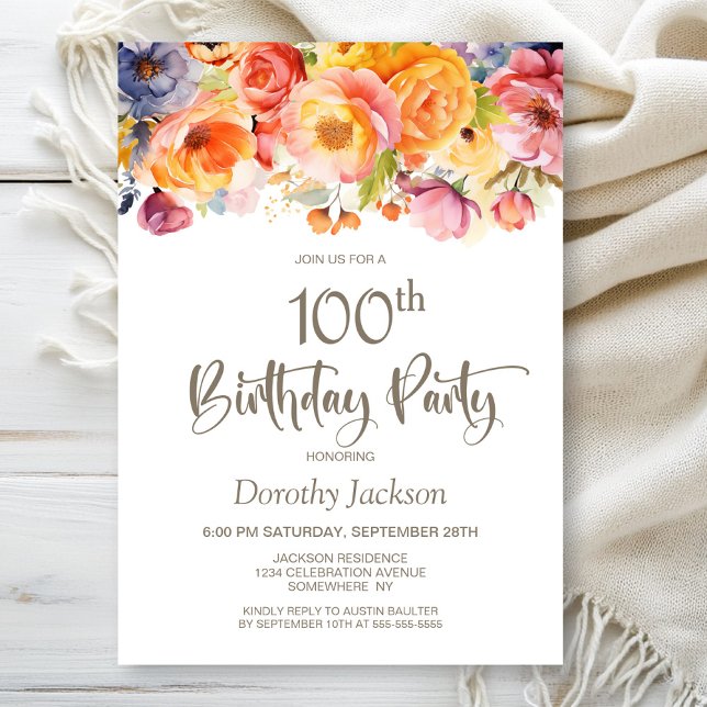 Invitation Fête du 100e anniversaire de la florale du printem (Créateur téléchargé)