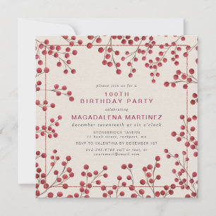 Invitation Fête du 100e anniversaire du Berry rouge d'hiver m