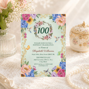 Invitation Fête du 100e anniversaire du colibri floral Royal