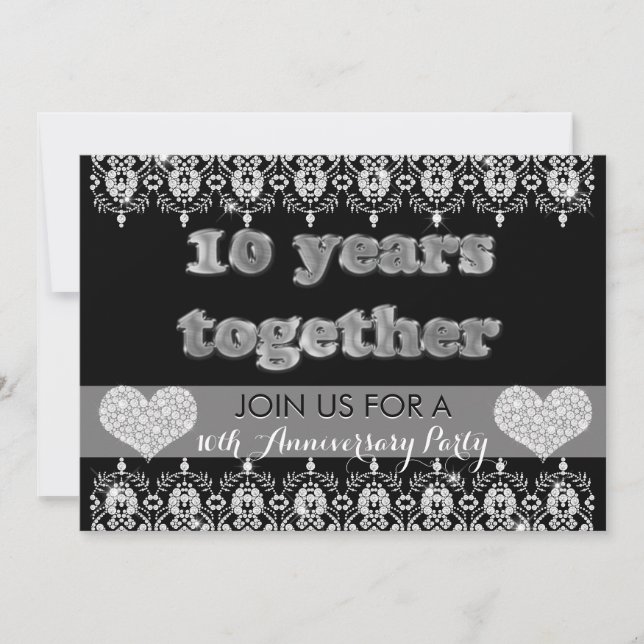 Invitation Fête du 10ème Anniversaire 10 Ans Ensemble Cœurs (Devant)
