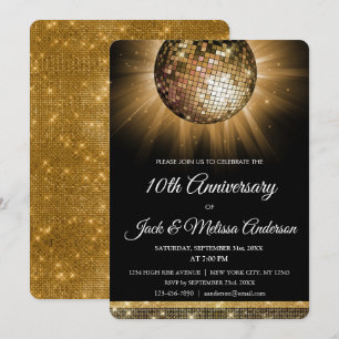 Invitation Fête du 10ème anniversaire de mariage Boule disco 