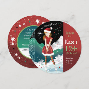 Invitation Fête du 12e anniversaire de la fille du patin à gl
