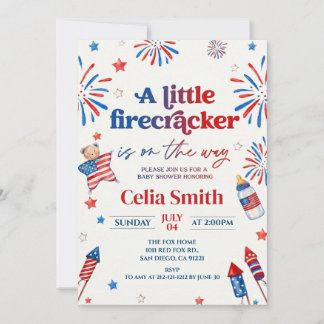 Invitation Fête du 14 juillet Baby Shower pour un petit péta