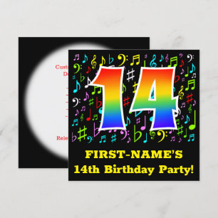 Invitation Fête du 14e anniversaire : Symboles de musique amu