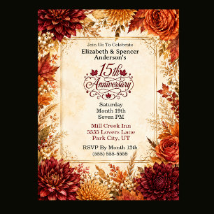 Invitation Fête du 15e Anniversaire de Luxe d'Automne