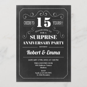 Invitation Fête du 15e anniversaire de Surprise - Chalkboard
