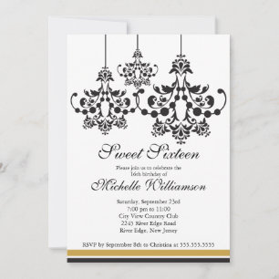 Invitation Fête du 16e anniversaire du chandelier officiel
