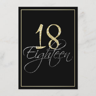 Invitation Fête du 18e anniversaire de l'Argent noir et or