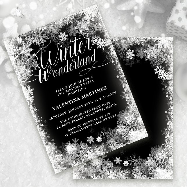 Invitation Fête du 19e anniversaire Wonderland Snowflake (Créateur téléchargé)