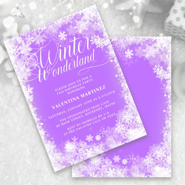 Invitation Fête du 19e anniversaire Wonderland Snowflake (Créateur téléchargé)