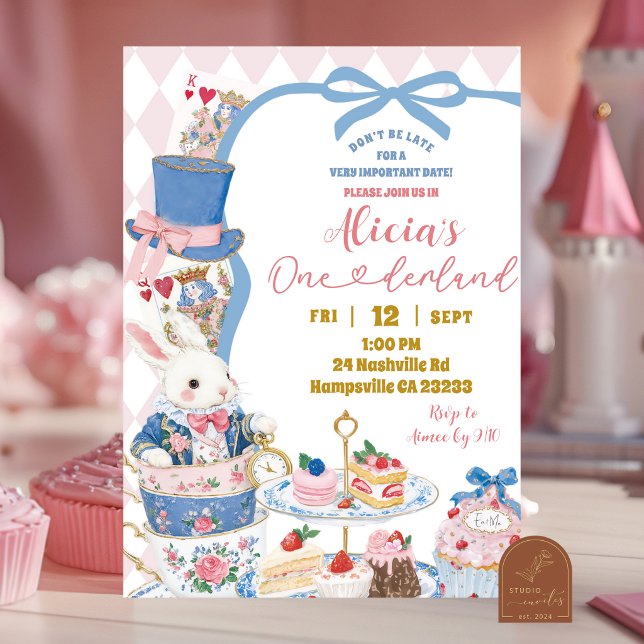 Invitation Fête du 1er anniversaire de la fille Onederland Te (Créateur téléchargé)