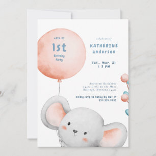 Invitation Fête du 1er anniversaire de Little Mouse Blush & B