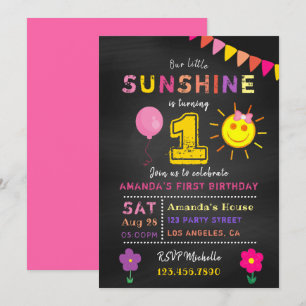 Invitation Fête du 1er anniversaire de Little Sunshine Girl a