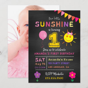 Invitation Fête du 1er anniversaire de Little Sunshine Girl a
