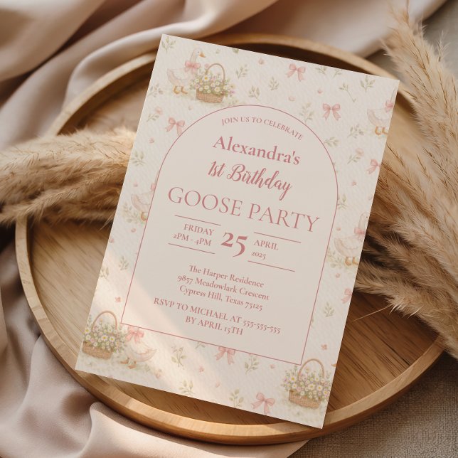 Invitation Fête du 1er anniversaire de l'oie idiote (Créateur téléchargé)