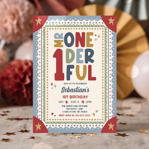 Invitation Fête du 1er anniversaire de M. Onederful Whimsical