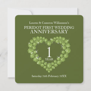 Invitation fête du 1er anniversaire de mariage 1 an péridot v