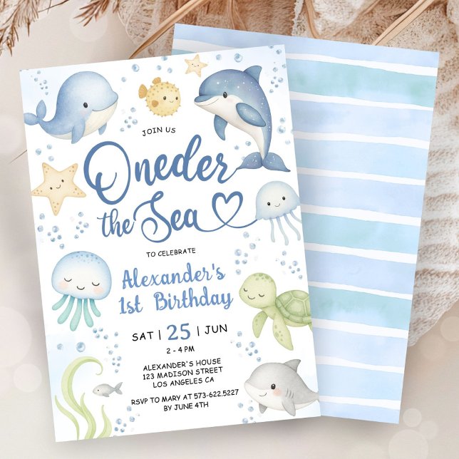Invitation Fête du 1er anniversaire de ONEder sous la mer (Créateur téléchargé)