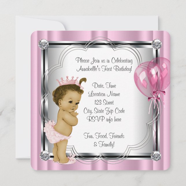 Invitation Fête du 1er anniversaire de princesse (Dos)