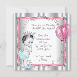 Invitation Fête du 1er anniversaire de princesse