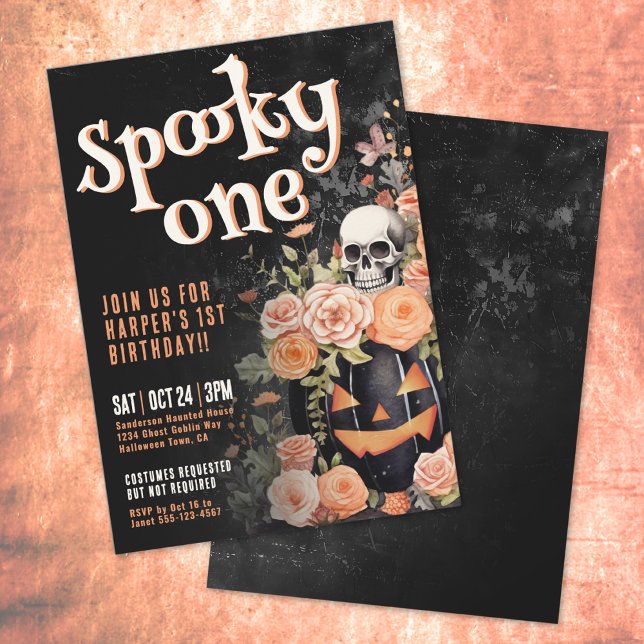 Invitation Fête du 1er anniversaire de Spooky One (Spooky One 1st Birthday Party Invitation)
