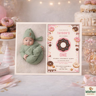 Invitation Fête du 1er anniversaire de Sweet One Donut | Joli
