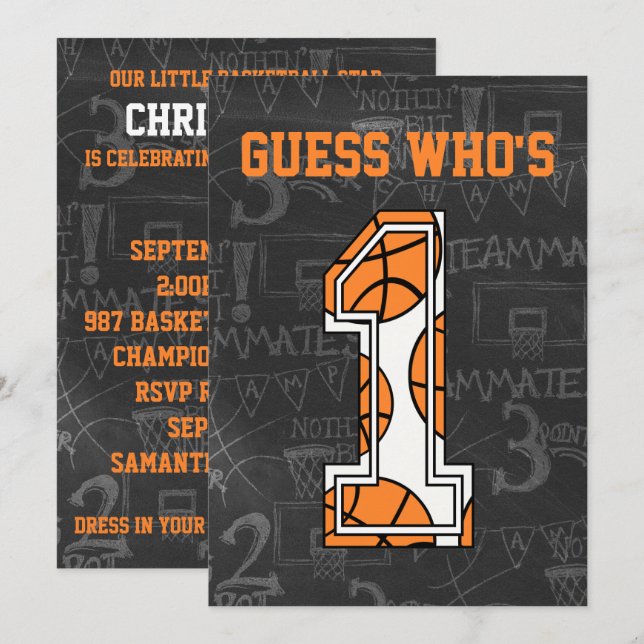 Invitation Fête du 1er anniversaire du basket-ball (Devant / Derrière)